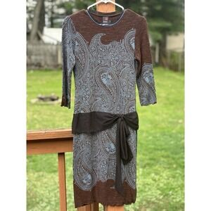 Anac By‎ Kimi Brown Paisley Wool Dress Size Med Bohemian Chic